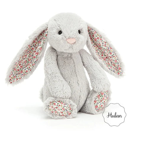 Jellycat kanína - Grá með blómum